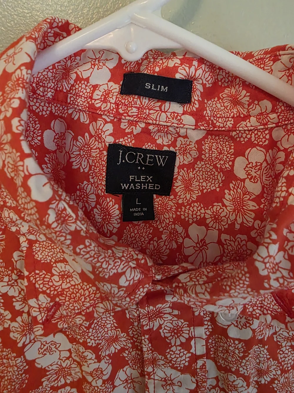 J. Crew Men’s Coral Floral Short-Sleeve Button-Down Shirt